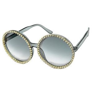 Oh Darling! Bling Round Sunglasses Rhinestones w/ Gray Frames and Gradient Lens